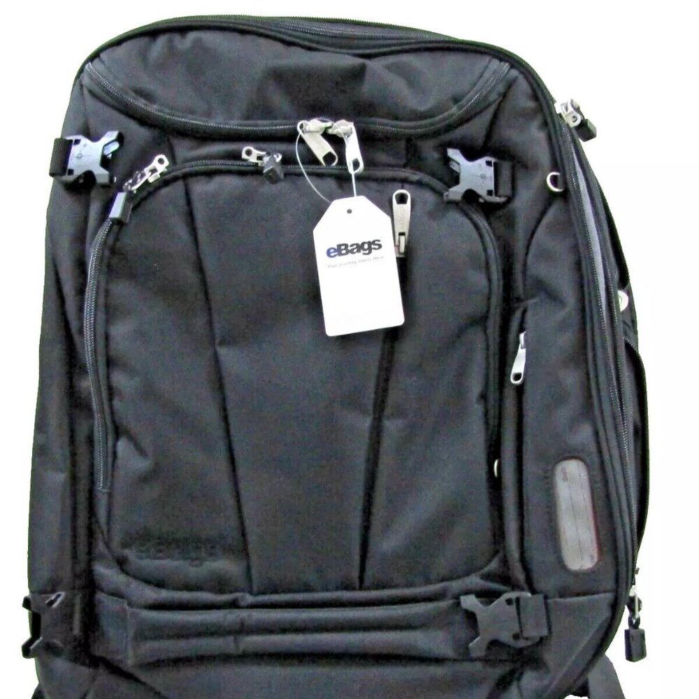 New eBags TLS Mother Lode Weekender Convertible Jr. Backpack EB2146-19-BLK Solid
